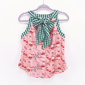 Unique Vintage Mushroom Gingham Top